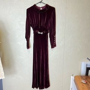 Maroon Velvet Vintage Gown